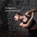 A strong woman in athletic wear poses dynamically against a textured, dark background. Text beside her reads, True Creatine+: Designed to power the brave—with support for muscle health.
