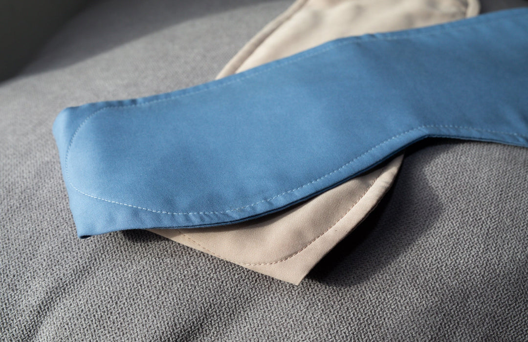 Cosy London sleep masks in Sky Blue and Dune — #color_sky-blue #color_dune
