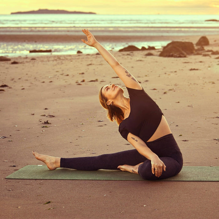Eco-friendly Jute Yoga Mat - Complete Unity Yoga - Scotland UK Outside Beach  #colour_space-black