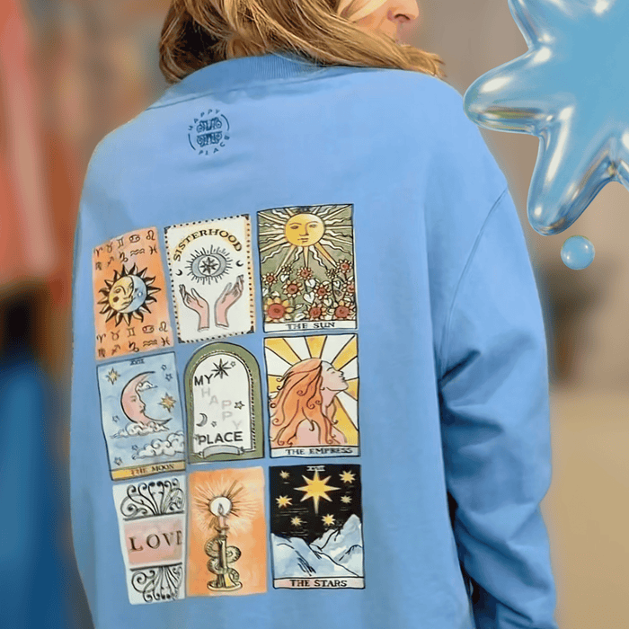 Festival Exclusive- Blue Happy Place Tarot Design Sweatshirt