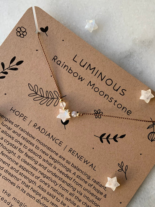 Luminous Adjustable Moonstone STAR Necklace