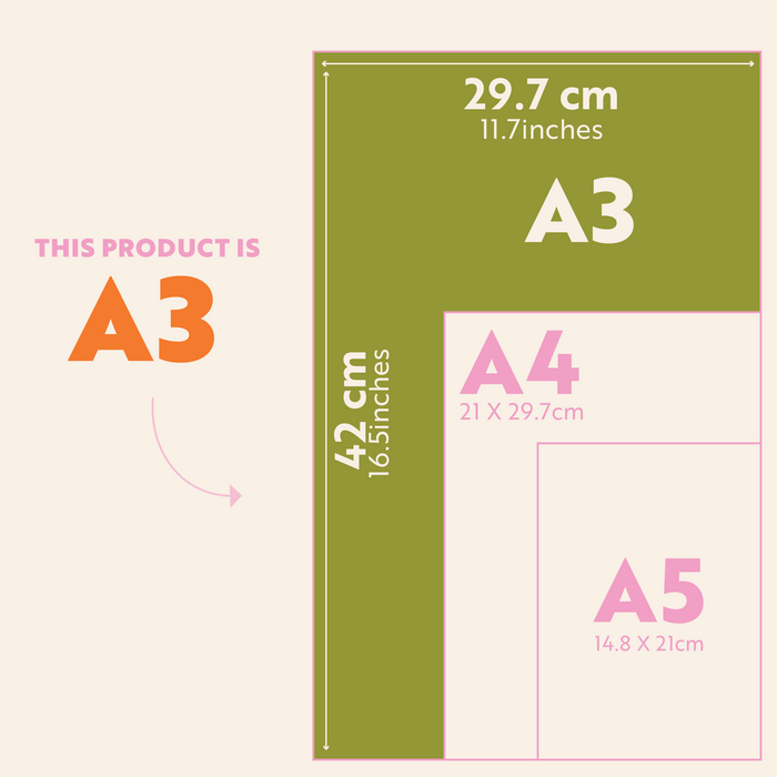 Large Monthly Undated A3 Wall Planner | 12 Pages | Colourburst