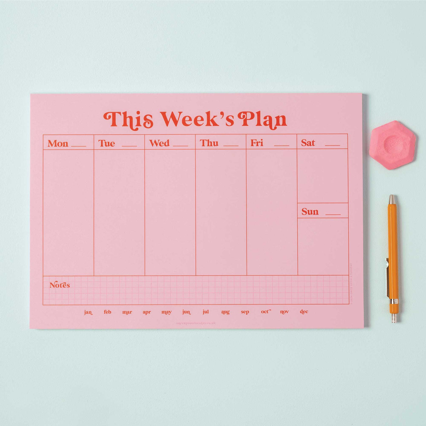 A4 Weekly Planner Pad – Pink & Red Desk Organiser | 100% Recycled ...