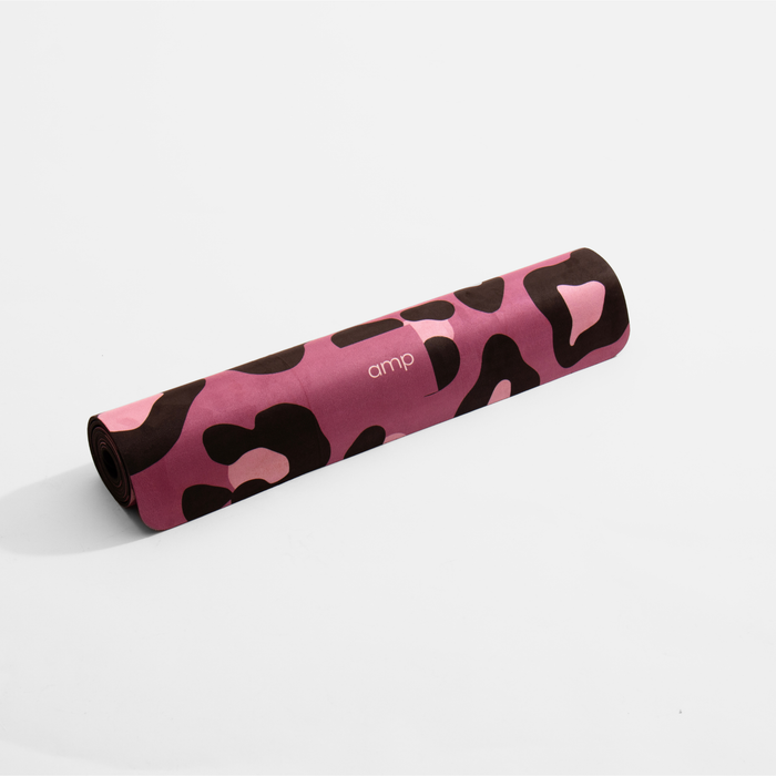 Purple leopard vegan suede yoga mat product image high res